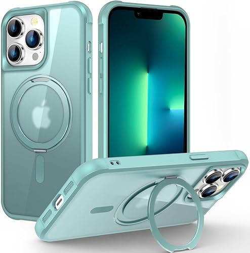 Miniatura 12 de Funda diseñada para iPhone 14 Pro Max con soporte de anillo magnético giratorio de 360° [compatible con Mag-Safe] [protección de grado militar]