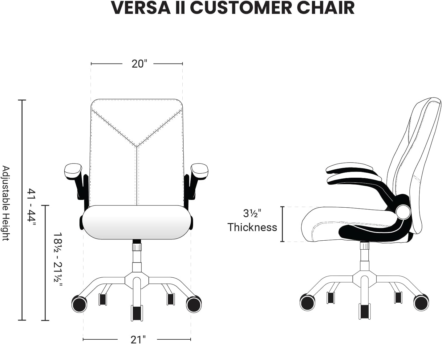 MAYAKOBA Versa II Office Desk Chair, Customer Rolling Seat, Adjustable Height Lift Armrest, Conference Room, Reception, Waiting Area Chair, Storm Gray
