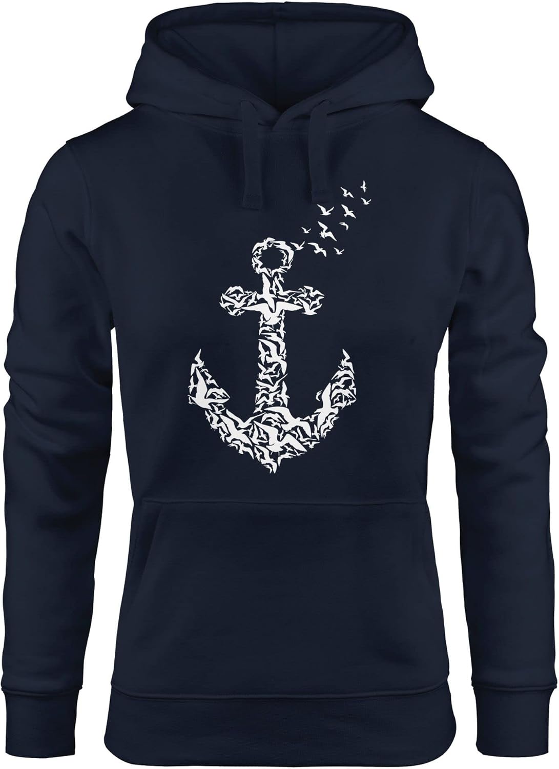 MoonWorks Women’s Hoodie, Anchor Bird Anchor Birds, Sweatshirt Hoodie, Hooded Sweatshirt, Navy, X-Large