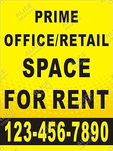 Cartel impreso personalizado de 36 x 48 pulgadas para oficina principal o espacio minorista para alquiler con tu número de teléfono (diseño #6),