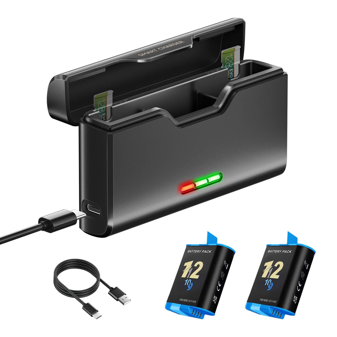 CITYORK Reserveaccu Voor GoPro Hero 12/11/10/9 – 2000 MAh Oplaadbare Batterij – Lange Opnameduur En Betrouwbare Prestaties
