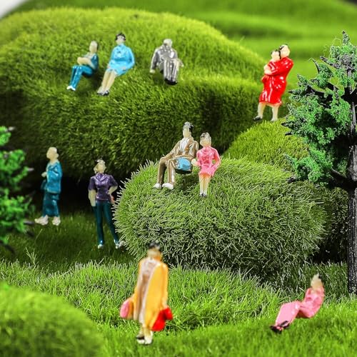 Namalu 50 Stück 1: 87 HO Maßstab Mini Figur Menschen Set Architektonisch Winzige Bemalte Modellfiguren Kleine Figuren Menschen Sitzend und Stehend Plastik Miniatur Menschen für Puppenhaus Eisenbahn