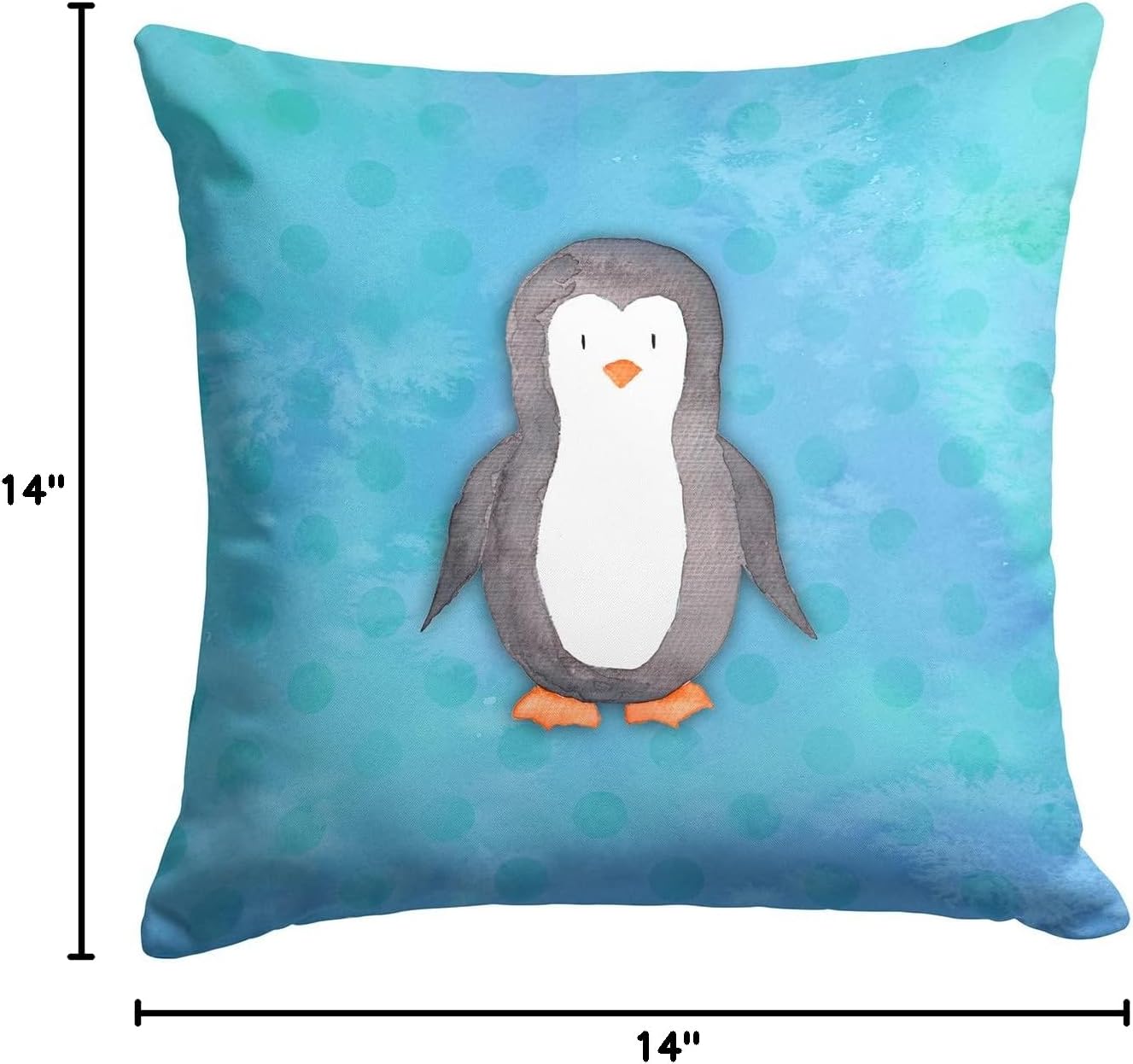 Caroline's Treasures BB7376PW1414 Polkadot Penguin Watercolor Fabric Decorative Pillow Machine Washable, Indoor Outdoor Decorative Pillow for Couch, Bed or Patio, 14Hx14W