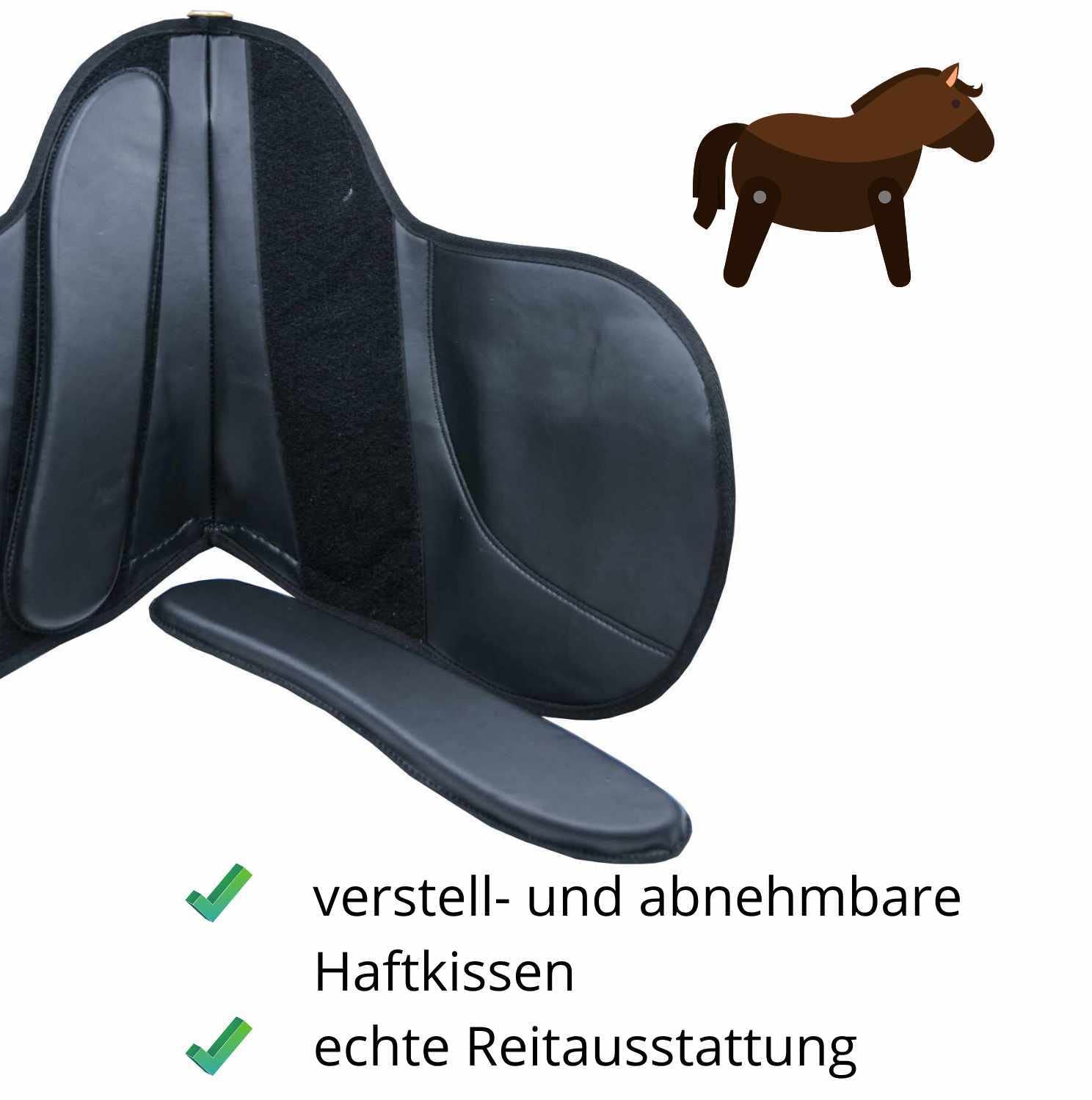AMKA Pony Shetty Sattel Reitkissen Set für Kinder komplettes Set Holzpferde Reitsattel
