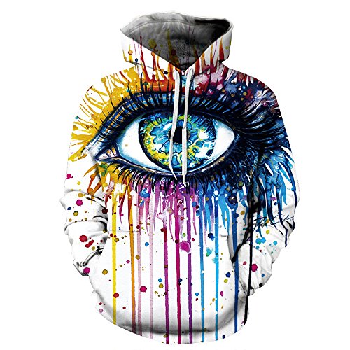 NEWCOSPLAY Unisex Realistic 3D Digital Print Pullover Hoodie Hooded Sweatshirt (S/M, Digital Eyes)