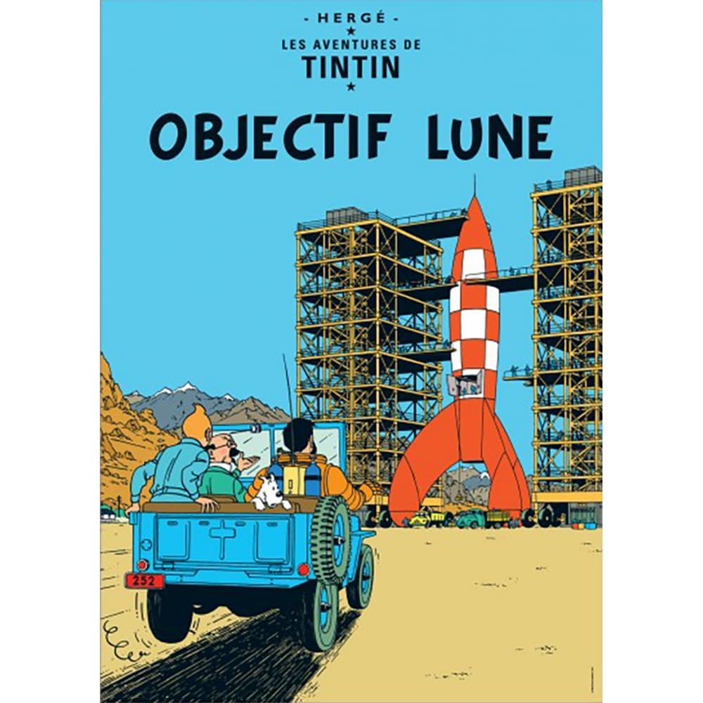 Poster Tintin Objectif Lune 70x50cm souvenir enfance Herge Moulinsart