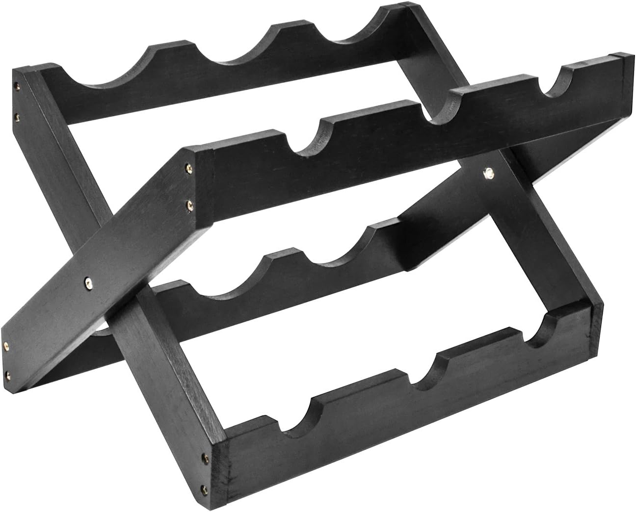 Sorbus Rustic Foldable Countertop Wine Rack 6-Bottles, Torched Wood (Black)