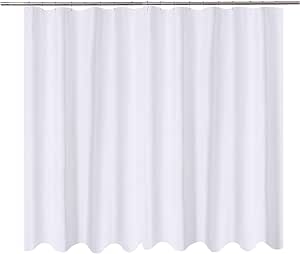 N&Y HOME Solid White Fabric Shower Curtain Liner For Bathroom With Magnets | Hotel Quality N&Y HOME Solid White Fabric