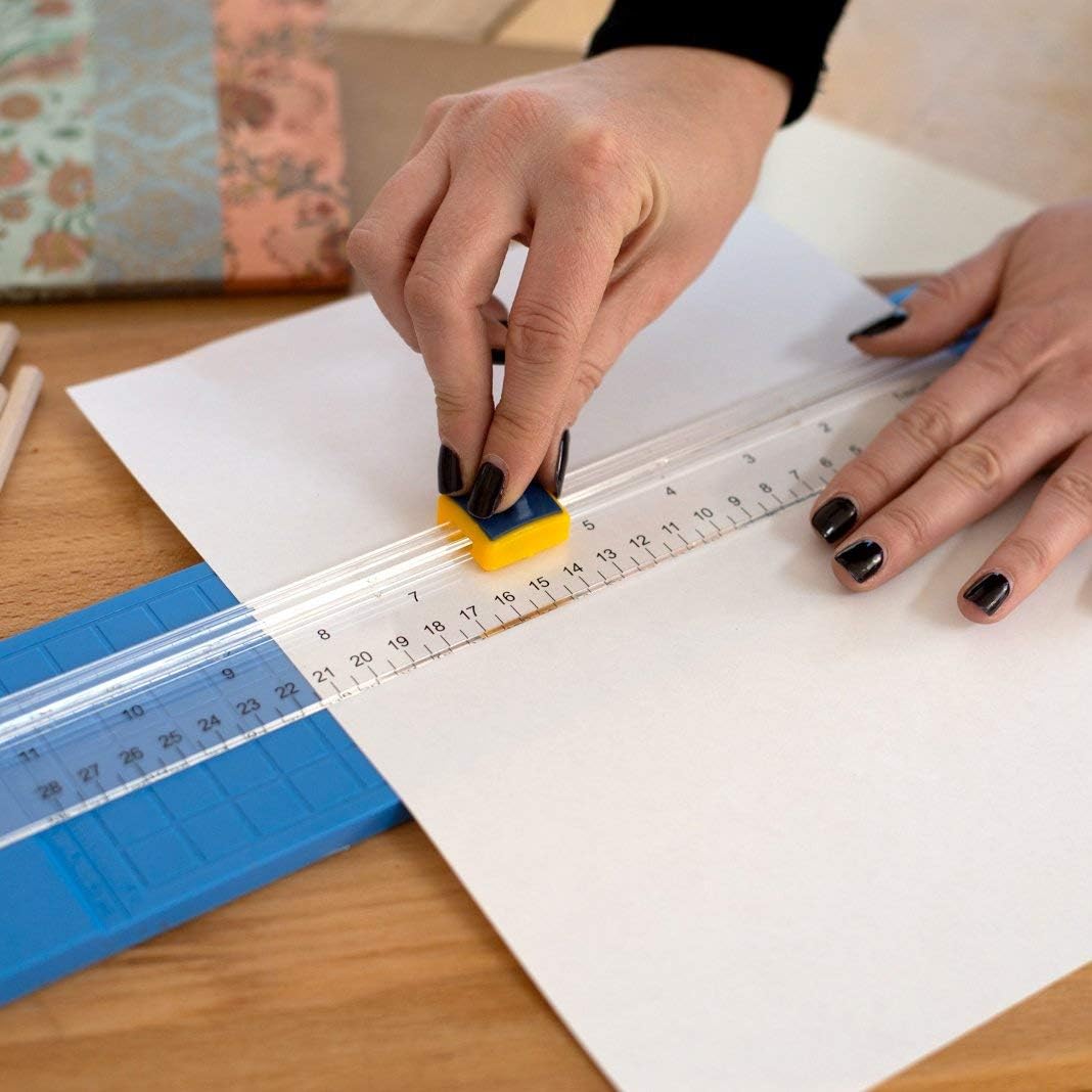 Stationery Scrapbooking Supplies Crafts Kit with Paper Cutter Tweezers Scissors Stencils Self Healing Cutting Mat, 26pc