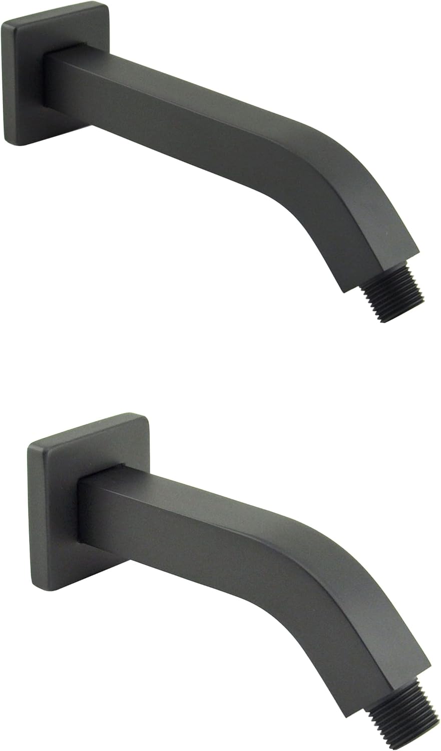 Aquaiaw Shower Arms Bundle, 6 inch and 8 inch Wall Mount Shower Arms, Both by Solid Brass, Both Square, Both Matte Black, Both with Anti-Scratch Flange, All Soldered 1/2 NPT Tapered Threads