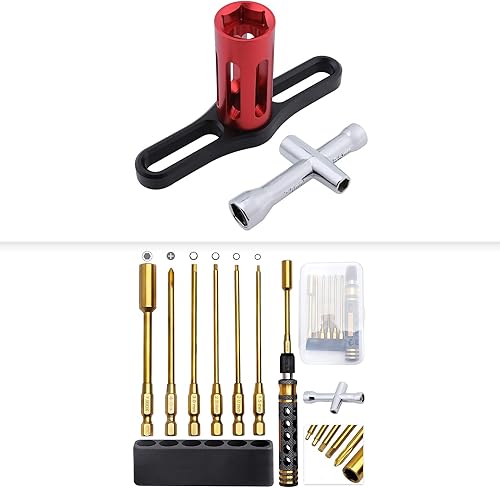 Hobbypark Juego de destornilladores hexagonales RC y llave hexagonal de rueda de 0.669 in con llave de tuerca hexagonal de 4/5/5.5/0.276 in