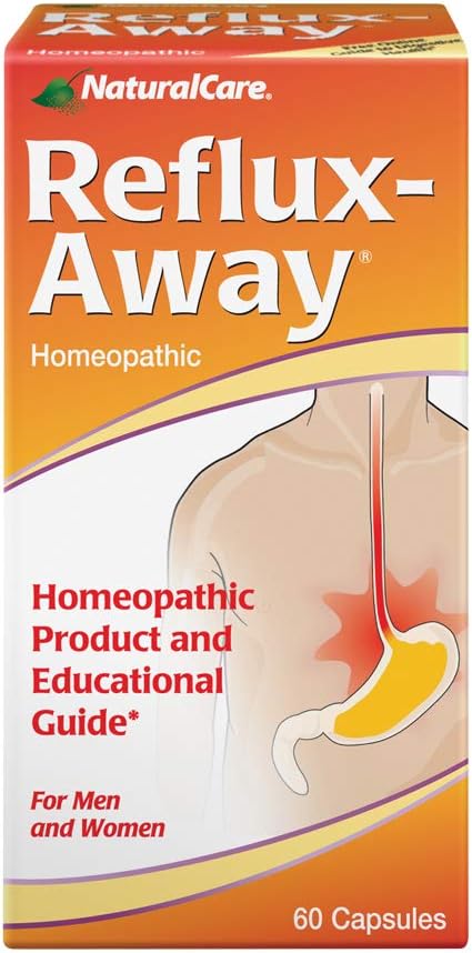 NaturalCare RefluxAway Acid Reflux Aid | Homeopathic Supplement Support for Symptoms of Stomach, Heartburn, Indigestion & Gas | HPUS Compliant | 60 CT.