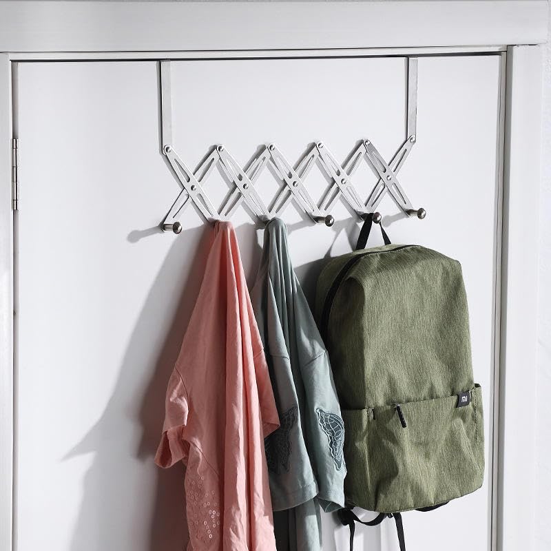 VIVITO Stainless Steel Over The Door Expandable Hook Rack | Heavy-Duty Foldable Clothes & Towel Hanger | No-Drill Rust-Resistant Storage Organizer for Bathroom, Bedroom & Closet | Anycolor- Pack of 1-image-44