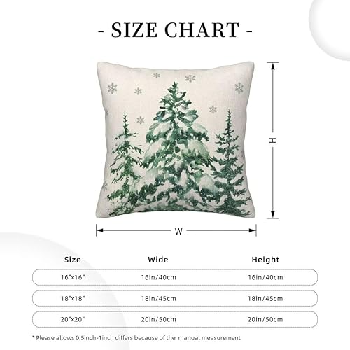 Miniatura 2 de Juego de 2 fundas de almohada navideñas de 20 x 20 pulgadas, diseño de árboles del bosque, fundas de almohada verdes, fundas de almohada de invierno