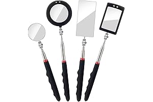 4-Piece Telescoping Inspection Mirror with LED Light for Mechanics and DIY Enthusiasts