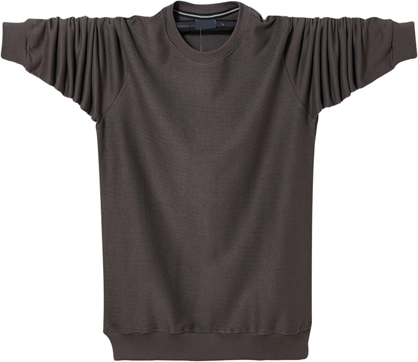 Men's Loose Fit Heavy Cotton Crewneck Sweatshirt Training Fleece Pullover Shirts Casual Ribbed Trim Long Sleeve T-Shirt (Brown,4X-Large) : Beauty & Personal Care