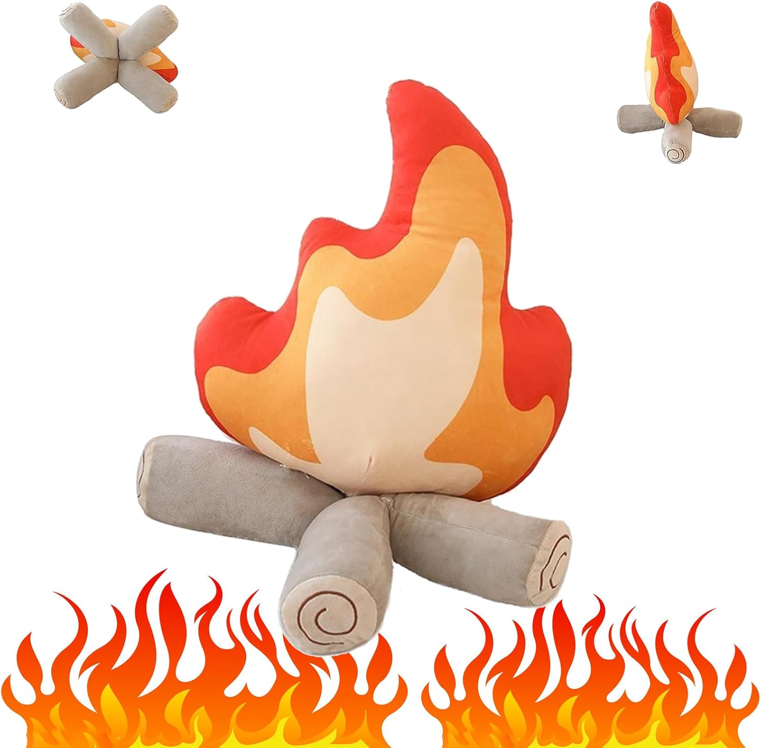 Funny Campfire Plush,17.7 in Simulation Fake Campfire Pillow, Soft Stuffed Cartoon Fire Doll Campfire Firewood Toys, Simulation Bonfire Plush Toy for Outdoor Camping Room Decor Kids Gifts (17.7 in)-1