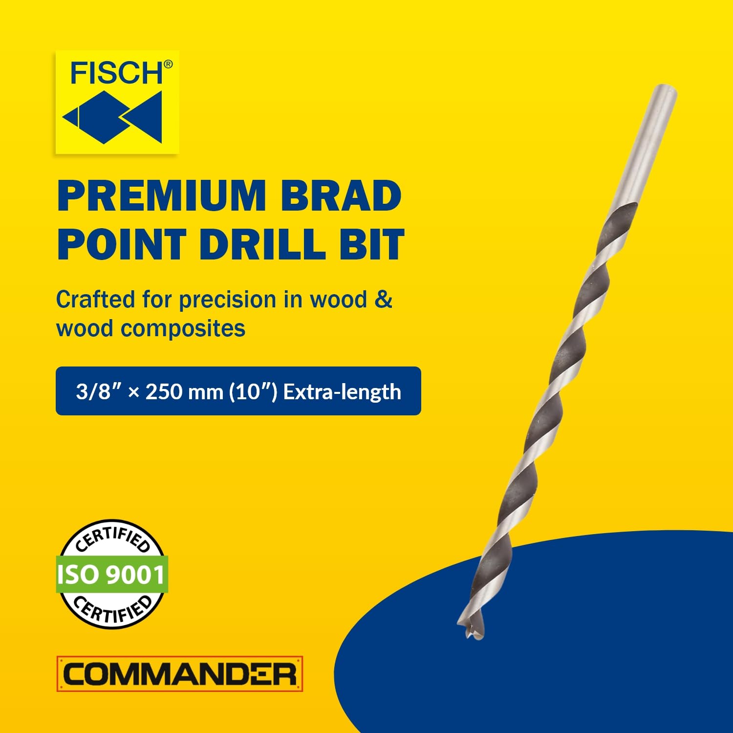 Fisch fsf-328551 Brad punto Broca – oal-cylinder, 3/8 "diámetro x 250 mm