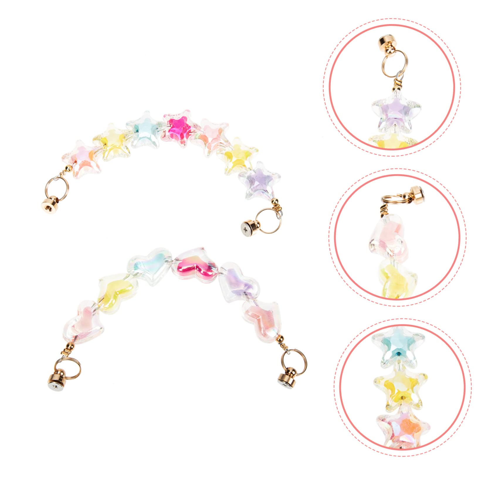 Housoutil Juego De 5 Accesorios Para Fundas De Móvil Cordón Con Cuentas Cadena Correas Para El Asa Soporte De Agarre Resistente A Caídas Pulsera Única Para Mujer (2 Piezas X 5)
