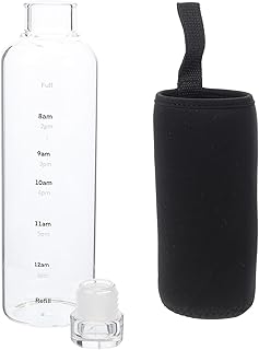 Cabilock Glas Trinkflasche Skala Transparent Farbverlauf Hitzebeständig Komfortabel für Wasser Saft Tee Getränk