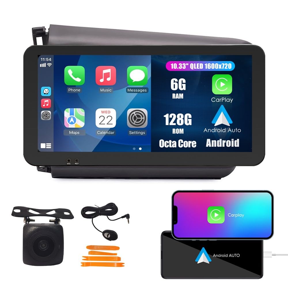 Wostoke Car CarPlay Android Auto Navigation Stereo GPS Radio Reverse Camera Display 10.33