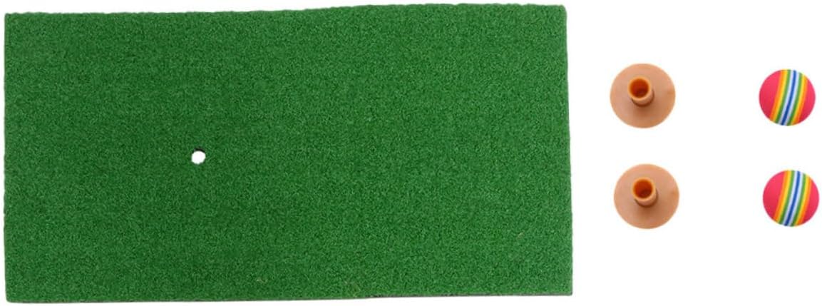Mikinona 5pcs Golf Practice Mat Set with Tees and Balls Indoor Outdoor Personal Training Pad for Beginners and Advanced Golfers Weather-Resistant Hitting Mat with Synthetic Random Color
