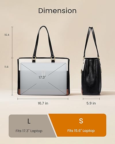 Miniatura 6 de LOVEVOOK Bolsa para laptop para mujer, bolsa de trabajo vintage de 15.6 pulgadas para mujer, bolsa de cuero para profesores, bolso grande para