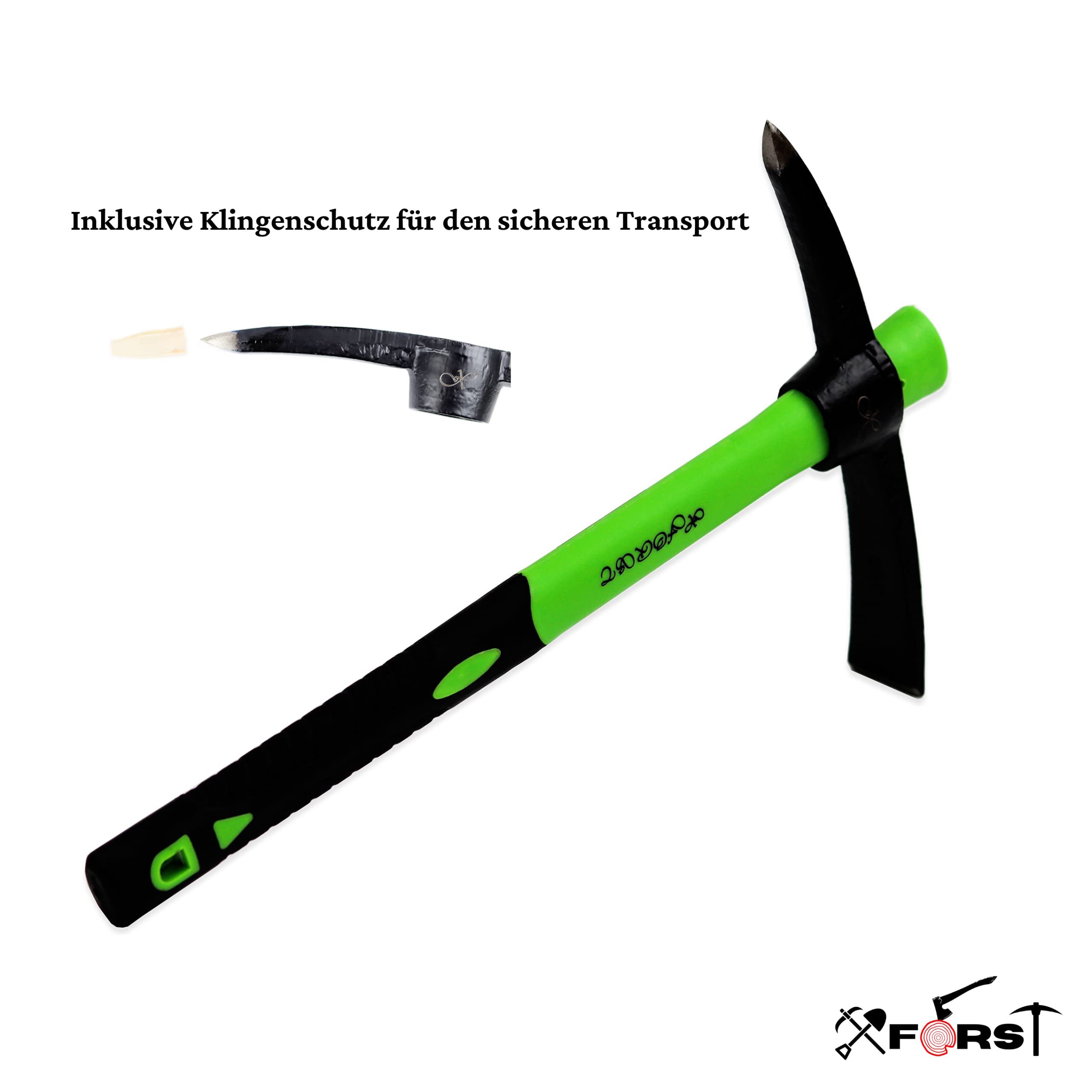 Xforst X-PF400 Mini Pioche Manche Fibre de Verre Tête Acier Forgé Traité Thermiquement Désherber Creuser Jardinage Camping Prospection