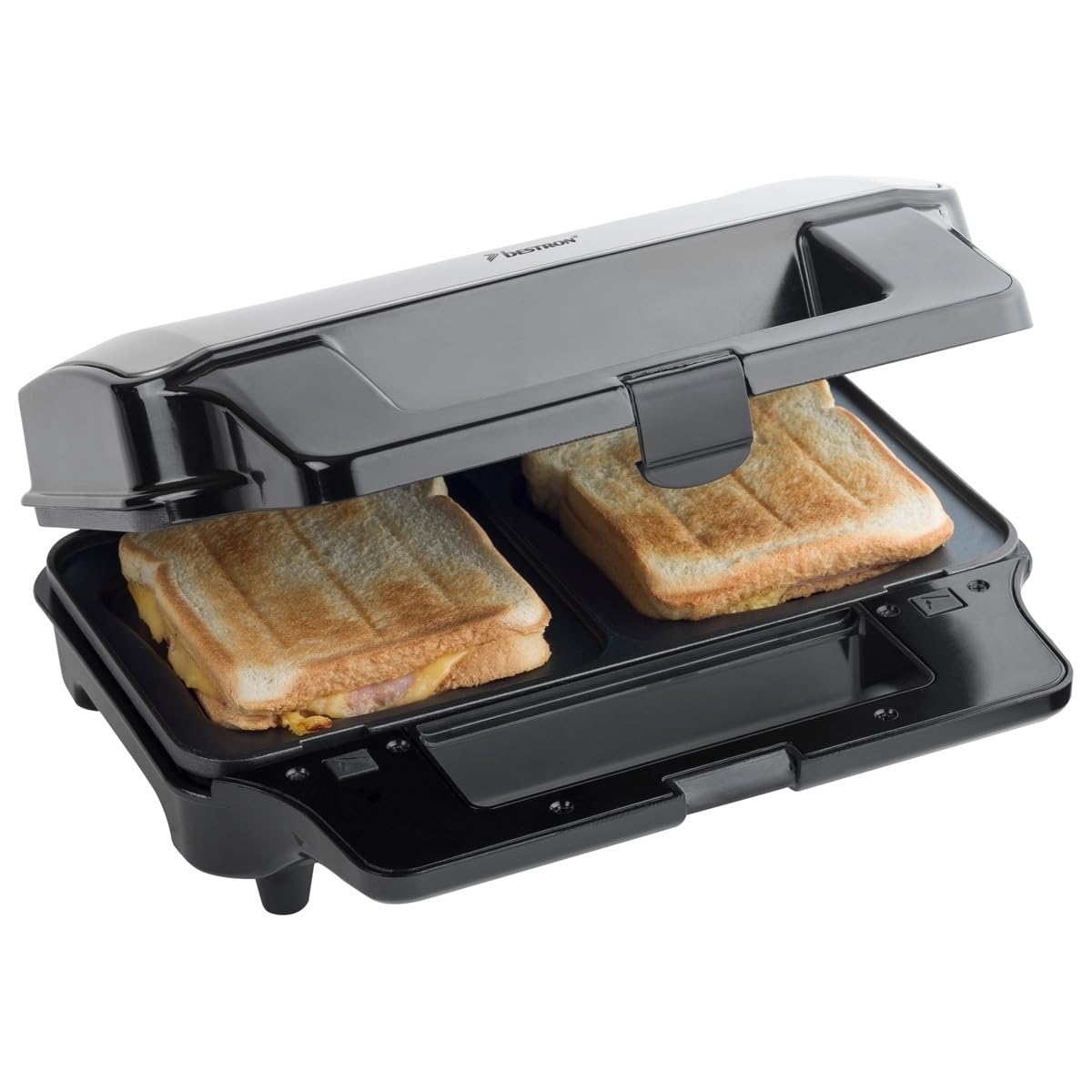 Bestron Antihaftbeschichteter 3-in-1 Sandwich-Kontaktgrill, 900 W, Schwarz, 29,5 x 20 cm
