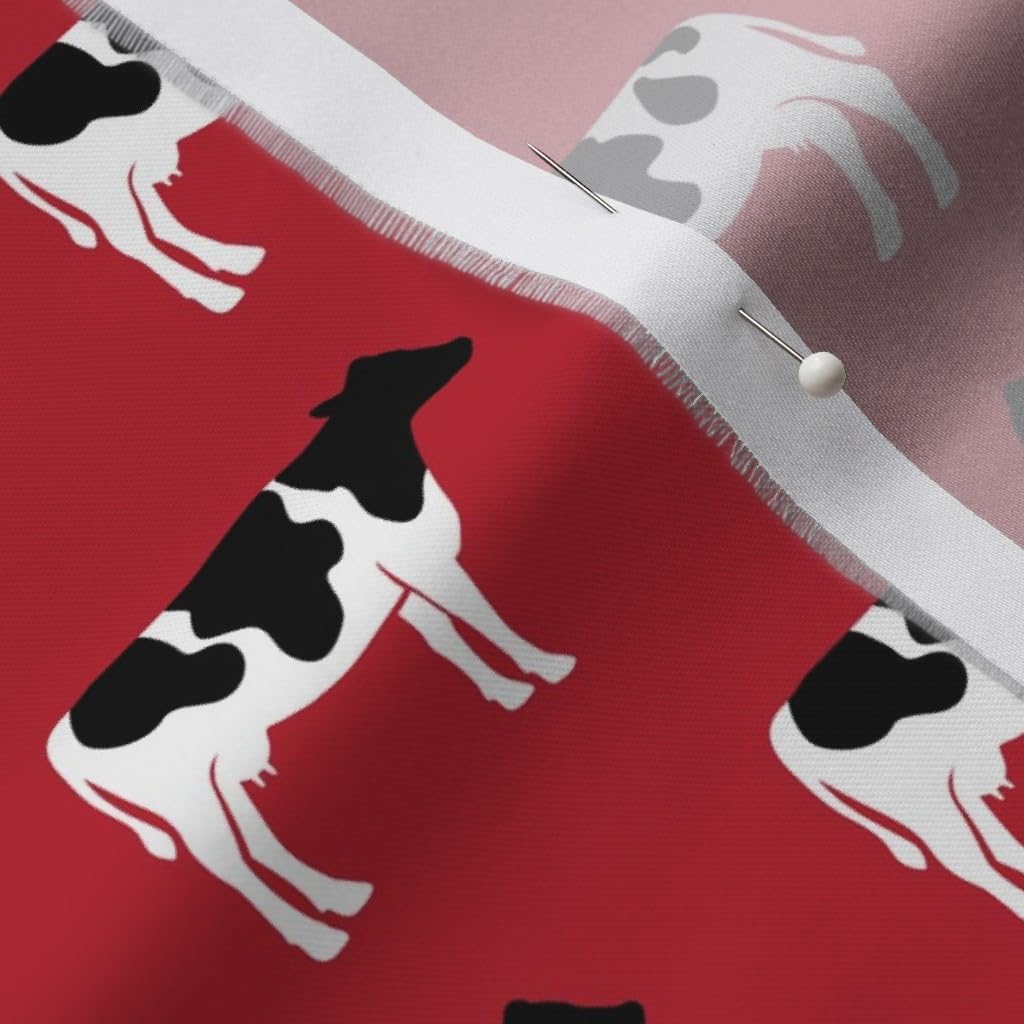Spoonflower Fabric - Cows Red Farm Cow Black White Animals Nursery Little Arrow Printed on Organic Cotton Sateen Fabric by The Yard - Sewing Quilting Apparel Home Decor