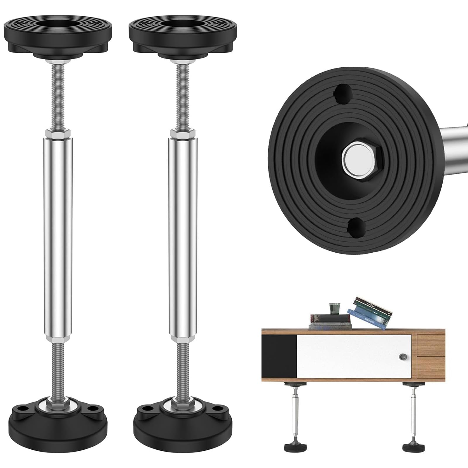 2 sztuki podpór o regulowanej wysokości 28-42 cm, podpora sufitowa, podpora montażowa, nośność do 300 kg, teleskopowa podpora do szafek ściennych, szafek łazienkowych, szafek TV, szafek kuchennych
