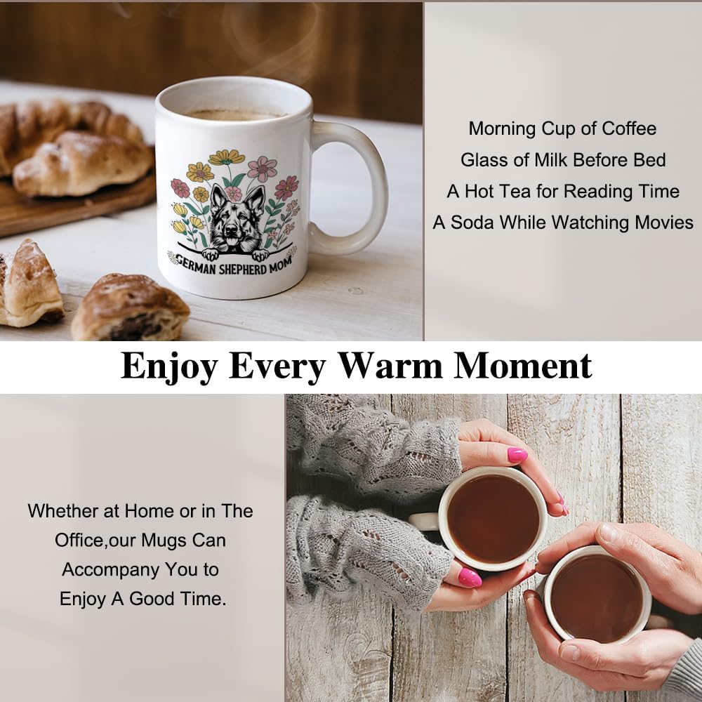 XQLZY German Shepherd Mom Coffee Mug, Funny German Shepherds Tea Cup Gifts for Dog Lovers, Gifts for German Shepherd Moms Owners Dogs Mom, Birthday Present for Dog Mother Aunt Sister Owners - Image 4