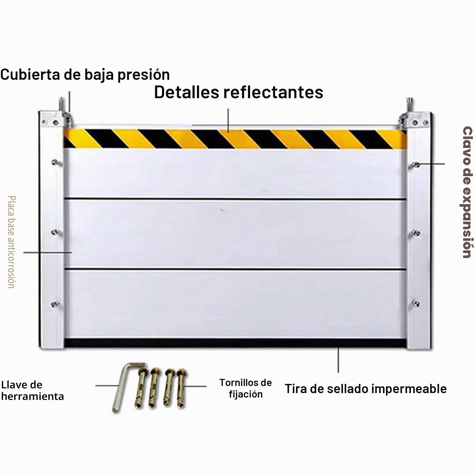 Genérico Burlete Puerta Garaje Barrera Anti Inundaciones Reutilizable Deflector De Barrera contra Inundaciones para Hogar Garaje Puertas Portón Temporal Barreras De Prevención