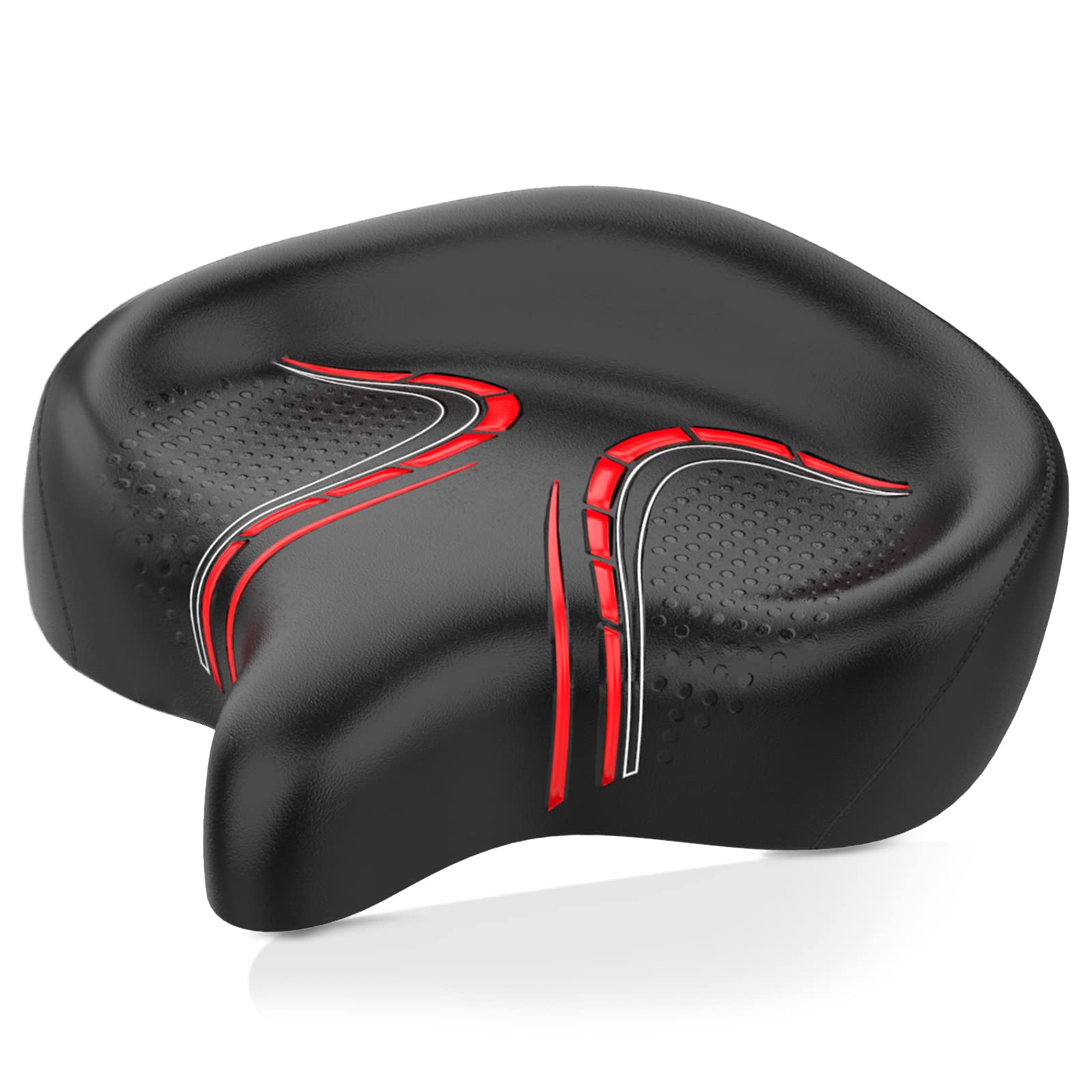 BLUEWIND Oversized Bike Seat, Wide Bicycle Saddle Novel Backrest Design for Electric Bike, Universal Fit Exercise Bike or Road Stationary Bike Seat Cushion for Men &amp; Women