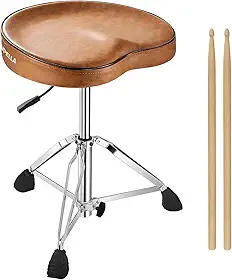 Banco de tambor de sela, trono de tambor hidráulico resistente, assento ergonômico de espuma de memória, base antiderrapante para cadeira de tambor ajustável, banco de selim para bateristas