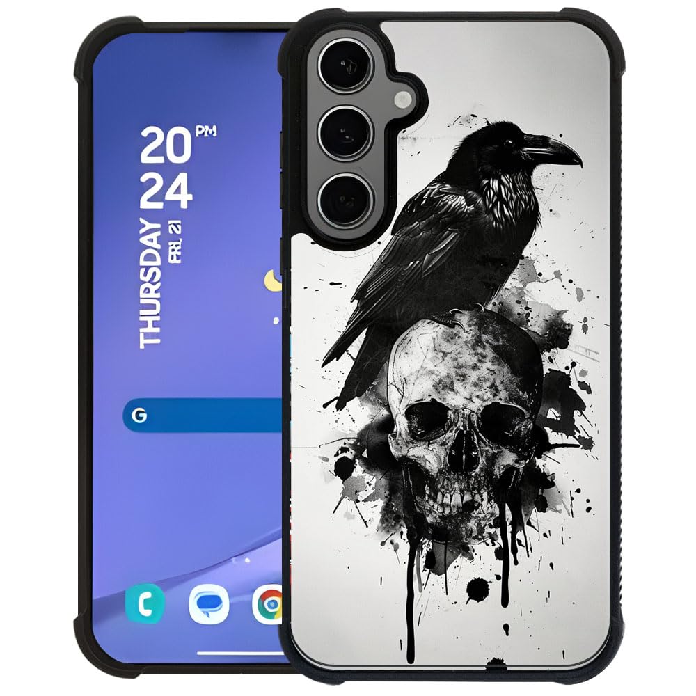 CARLOCA Compatible with Samsung Galaxy S24 S25 Case,Black Scary Crow Pattern Ultra Protection Shockproof Soft Silicone TPU Non-Slip Back for Samsung