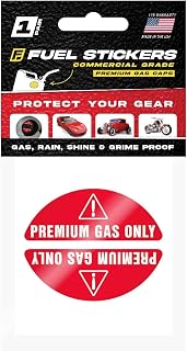 Premium Gas Only Sticker - 93, 91 Octane Sticker for Fuel Caps on Sports and Race Cars, Import and Domestic Vehicles - Weather Proof, Extreme Stick, Premium Only by Fuel Stickers - USA Made (1 Pair)