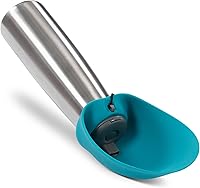 Vista 1 de Messy Mutts Botella de agua de viaje de acero inoxidable con aislamiento al vacío de doble pared con cuenco abatible de silicona, necesidad de viaje