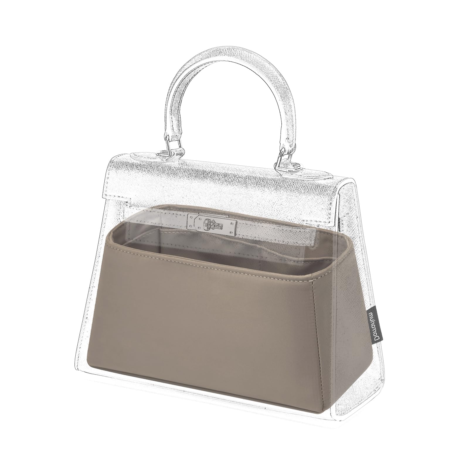 Silk Purse Organizer Insert Fits Hermes Kelly, Luxury Satin Bag Shaper with Divider, Silky Smooth Non-Slip Handbag Organizer for Designer Bags