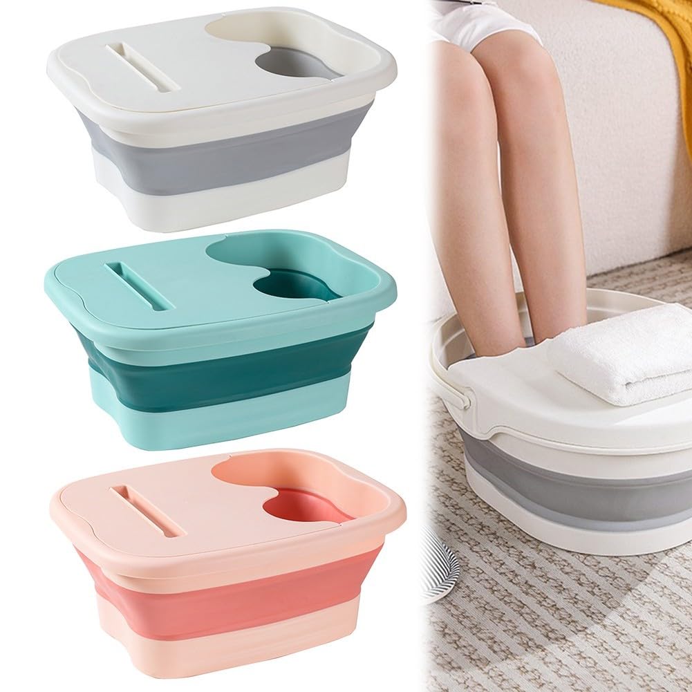 Cubo plegable para pies de bañera, cubo de masaje para pies de lavabo, cubo de baño de pies plegable, cubo de pedicura para bañera de masaje, para el hogar, spa, viajes al aire libre (rosa)