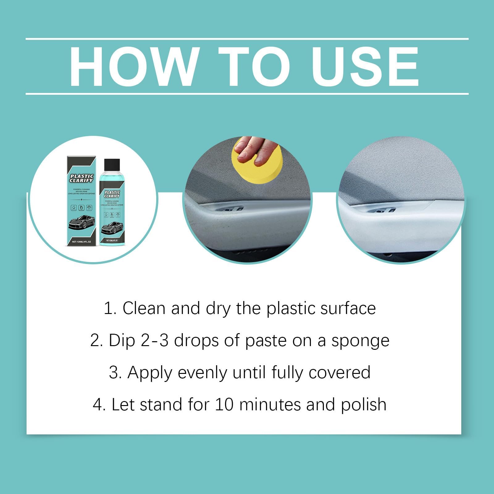 Plastic Clarify for Cars - Waterless Spray Wax & Restorer for Interior & Outside - Revives Faded Trim, Dashboard & Rubber with UV Protection