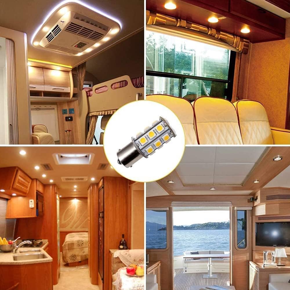 GRV Ba15s 1156 1141 LED Bulb 24-5050SMD Super Bright Camper RV Interior Led Replacement Bulbs DC 12V Warm White Pack of 10