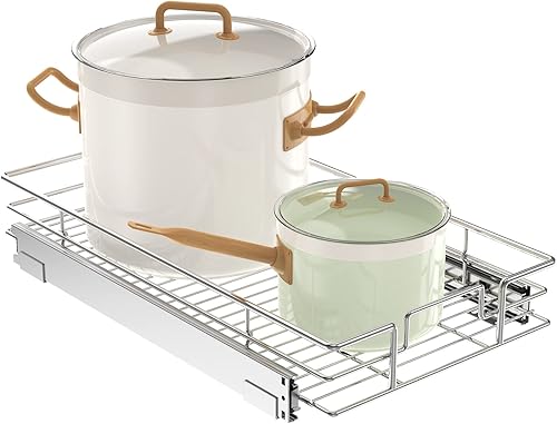 Vista 16 de LOVMOR Organizador de gabinete extraíble de 20 pulgadas de ancho x 21 pulgadas de profundidad, estantes extraíbles para armario de cocina, 1 Tier