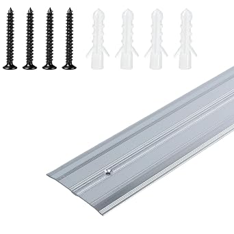 Aluminum Floor Transition Strip - 36" L x 2.4" W Metal Door Threshold for Joining Floor Gaps Carpet Threshold Cover Floor Tiles Vinyl Wood Tile Carpet Flooring Doorway Protector Decor - Silver