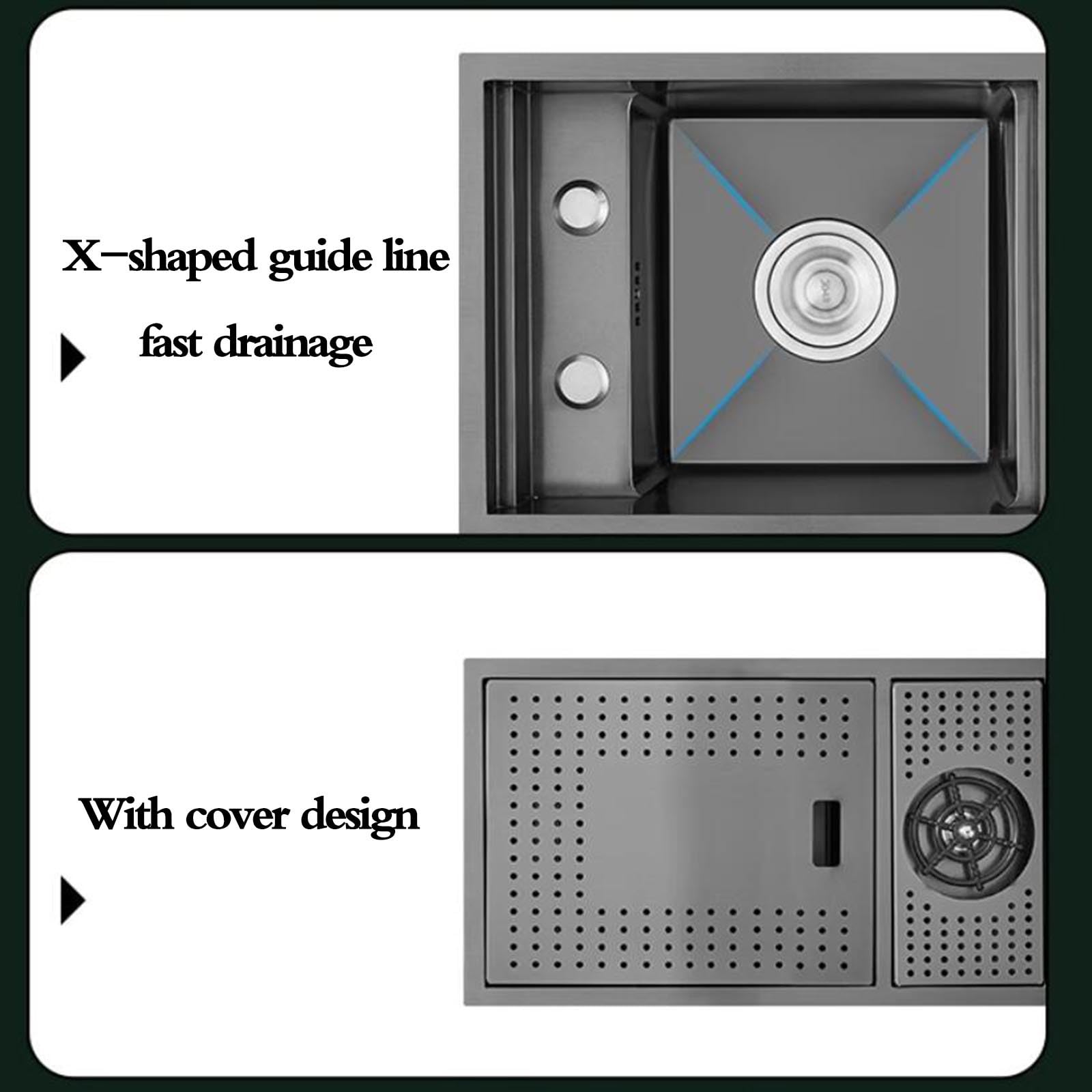 Fregadero Individual Oculto de diseño Creativo para Cocina y apartamento con Grifo Plegable y lavavasos. Ideal para cafeterías, restaurantes y Bares. Ahorra Espacio y es fácil de l