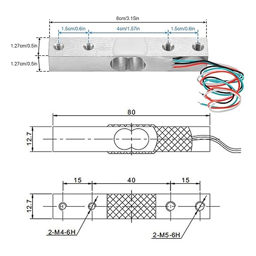 Miniatura 4 de 2 unidades de 2.2 lbs 11.0 lbs 22.0 lbs 44.1 lbs sensor digital de peso de células de carga miniatura de alta precisión para Arduino DIY Electronic