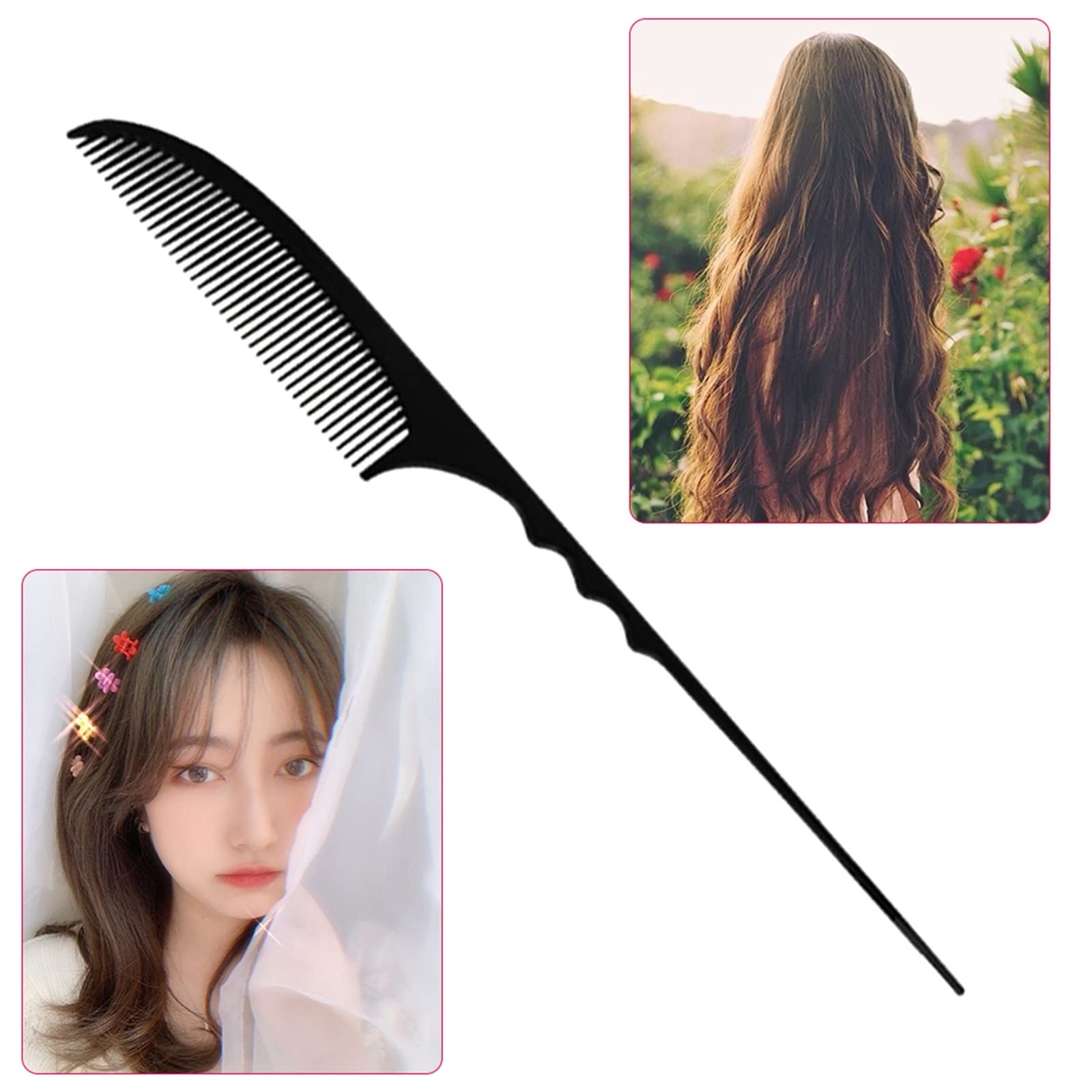 DieffematicSZ Grzebień Comb Tip Tail Comb Steel Needle Double Head Comb Hairdressing Hair Cutting Plastic Comb Hairdressing Comb