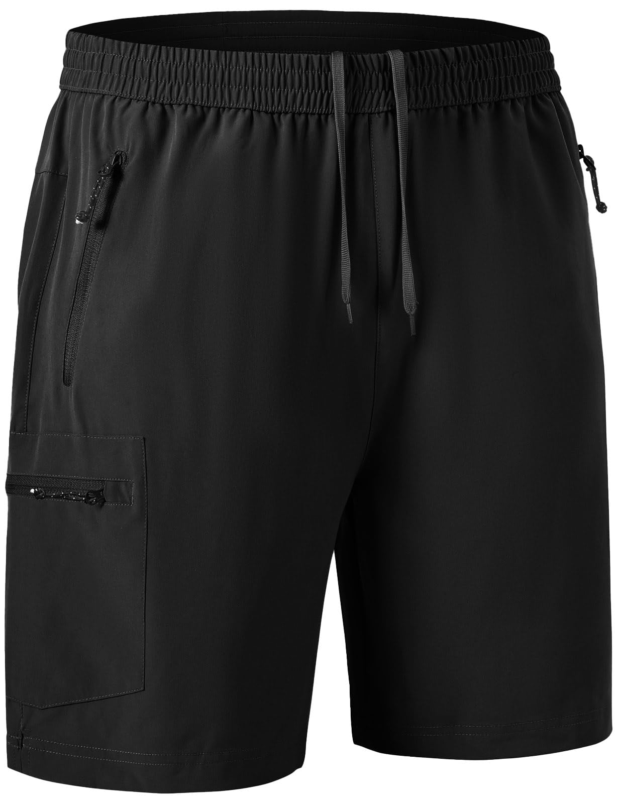 Rdruko Men's Work Hiking Shorts Lightweight Quick Dry Outdoor Cargo Shorts with Pockets(Black, US L)