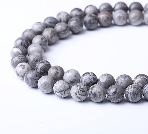 Miniatura 3 de 90 cuentas de piedra de mapa gris de 0.157 pulgadas, cuentas de piedras preciosas naturales, cristal curativo, energía curativa, fabricación de