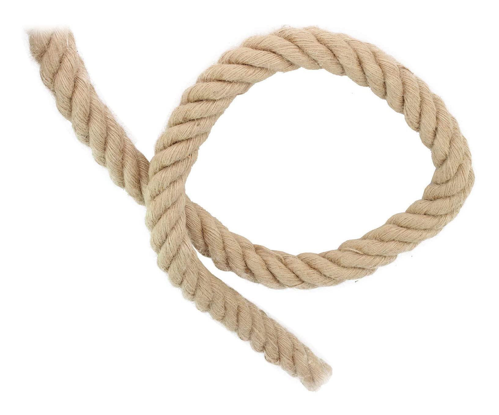 Marshland ManilaRope Twisted Jute Rope 10 Feet 3 Meter Natural Rassa Twine HempRope 1.5 Inch Diameter Rope for Exercise Decoration Car Towing Water Pipe Handrail Railing Docks